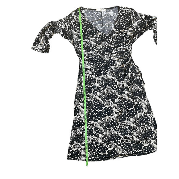 Evan-Picone Faux Wrap Dress Women's Size 12 Black and White V-Neck Stretchy - Picture 10 of 13
